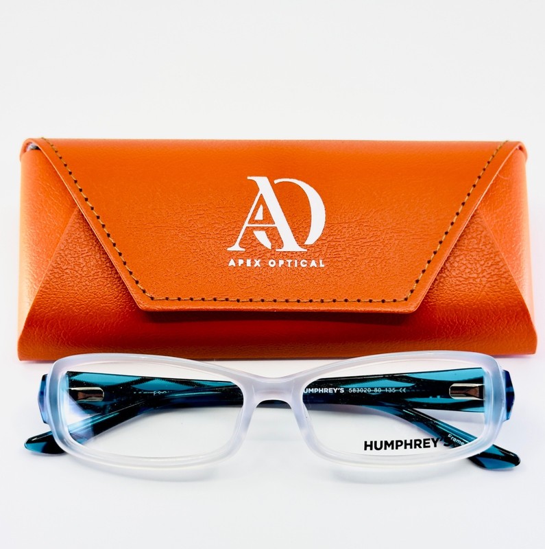 NEW HUMPHREY’S 583020 80 Clear Teal Rectangle Full Rim Eyeglasses 53-15-135 B:30