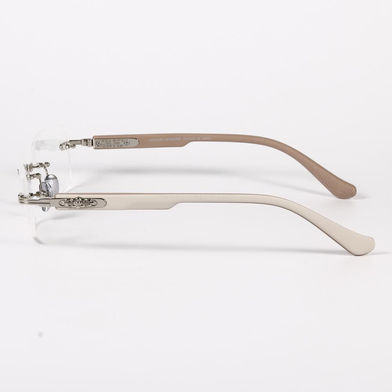 CHrome H Rimless Rectangle Eyeglass Frames Silver Beige Titanium Optical Glasses gallery