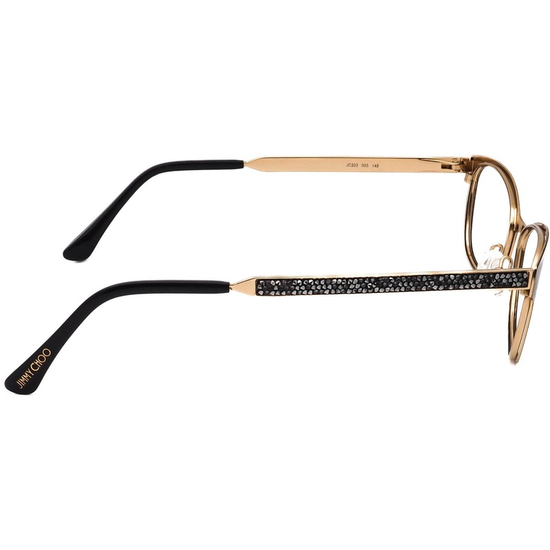 Jimmy Choo Eyeglasses JC203 003 Black/Gold/Crystals Metal Frame Italy 52[]16 145 gallery