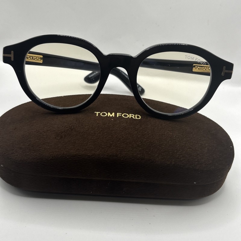Tom Ford Blue Block Oval Eyeglasses TF6037-B 001 Black 49mm FT6037 Rx Able