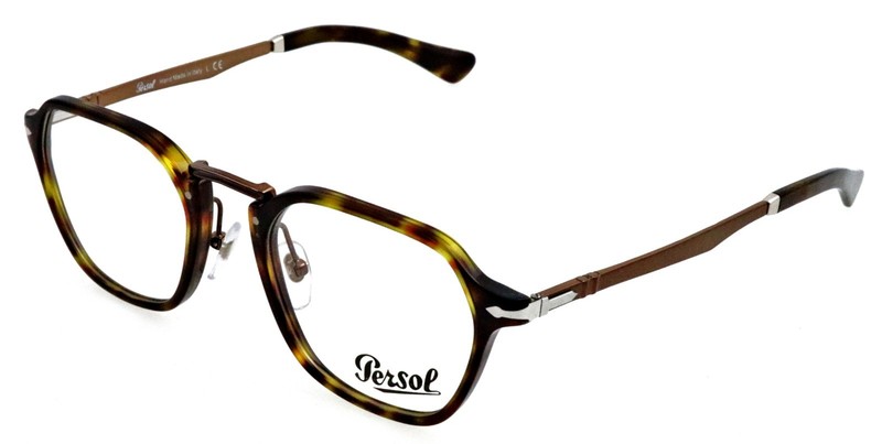 New PERSOL PO 3243-V 24 50mm Brown Tortoise Square Eyeglasses Frames Italy