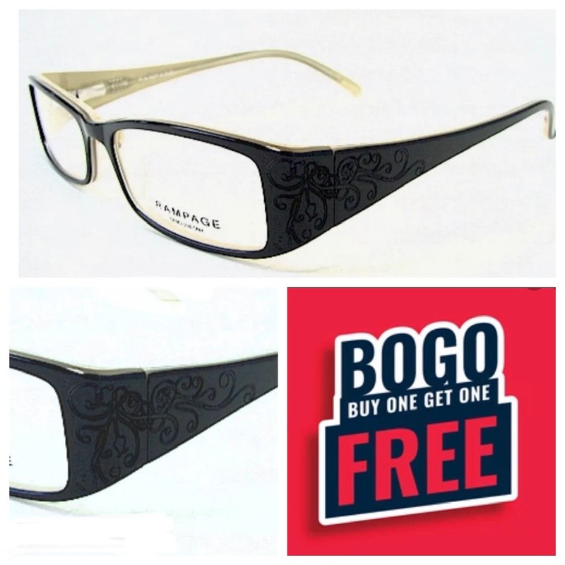 New Rampage Eyeglasses R100 black cream 51-16-135 $76 FRAMES women demo lens
