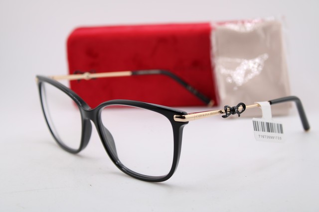 NEW CAROLINA HERRERA HER 0218 2M2 BLACK GOLD CRYSTALS AUTHENTIC EYEGLASSES 55-15