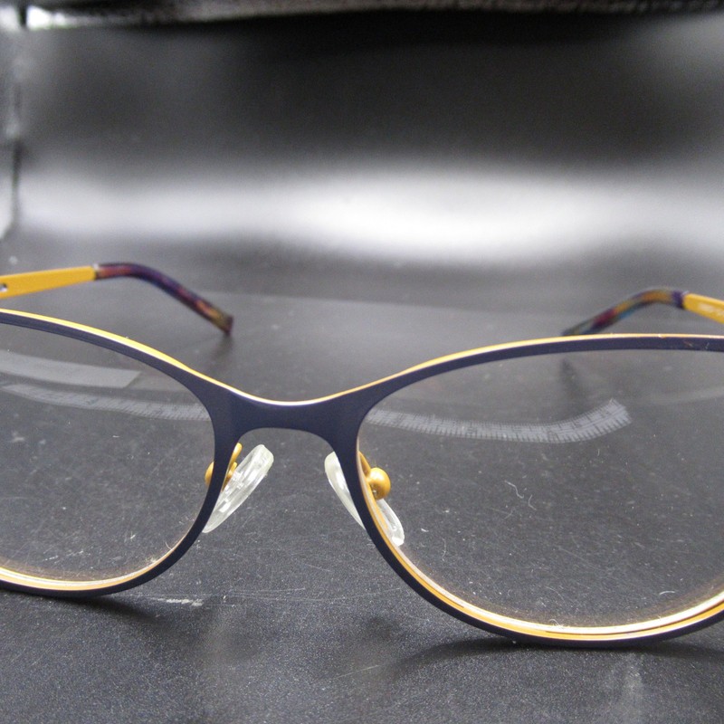 Stylish Cat Eye Eyeglass Frames Navy Blue Gold Tone S16890OF-1 52-15-135 gallery