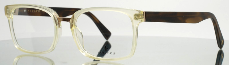 SERAPHIN Pennington 8219 Antique Crystal Brown Horn Mens Eyeglasses 55-20-150
