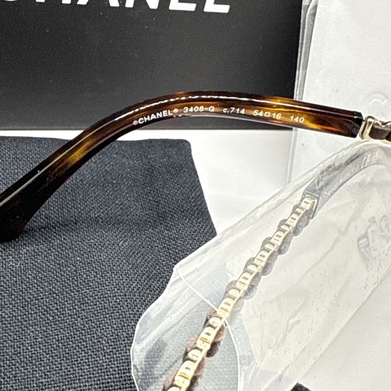 Chanel Eyeglasses 3408Q C714 Dark Havana Leather Demo Lens C714 S:54 T: 140 5759 gallery