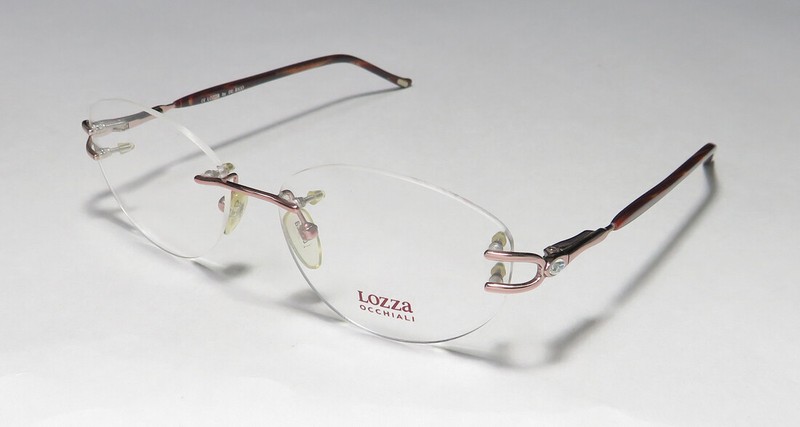 LOZZA VL1435 A15 RIMLESS CAT EYES SHAPE CRYSTALS ON TEMPLES ITALIAN EYEGLASSES