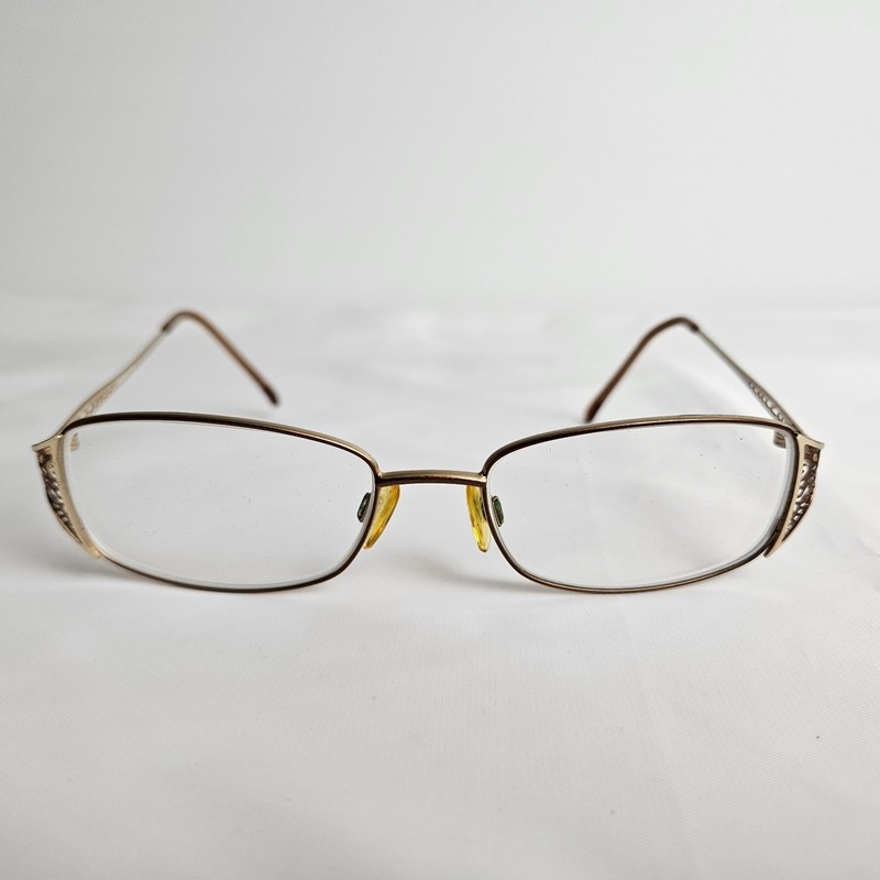 Sophia Loren Eyeglass Frames Gold Tone Filigree Rectangle Prescription gallery