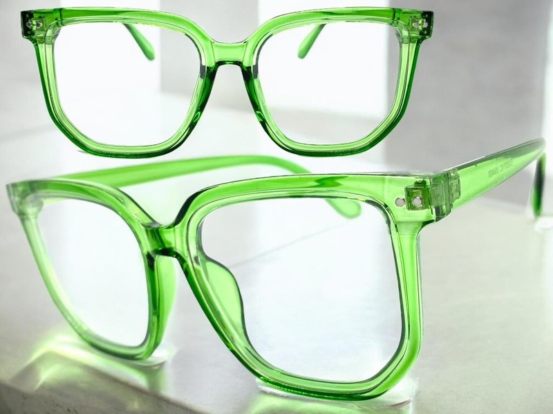 Oversize Vintage Retro Style Clear Lens EYE GLASSES Large Big Square Green Frame