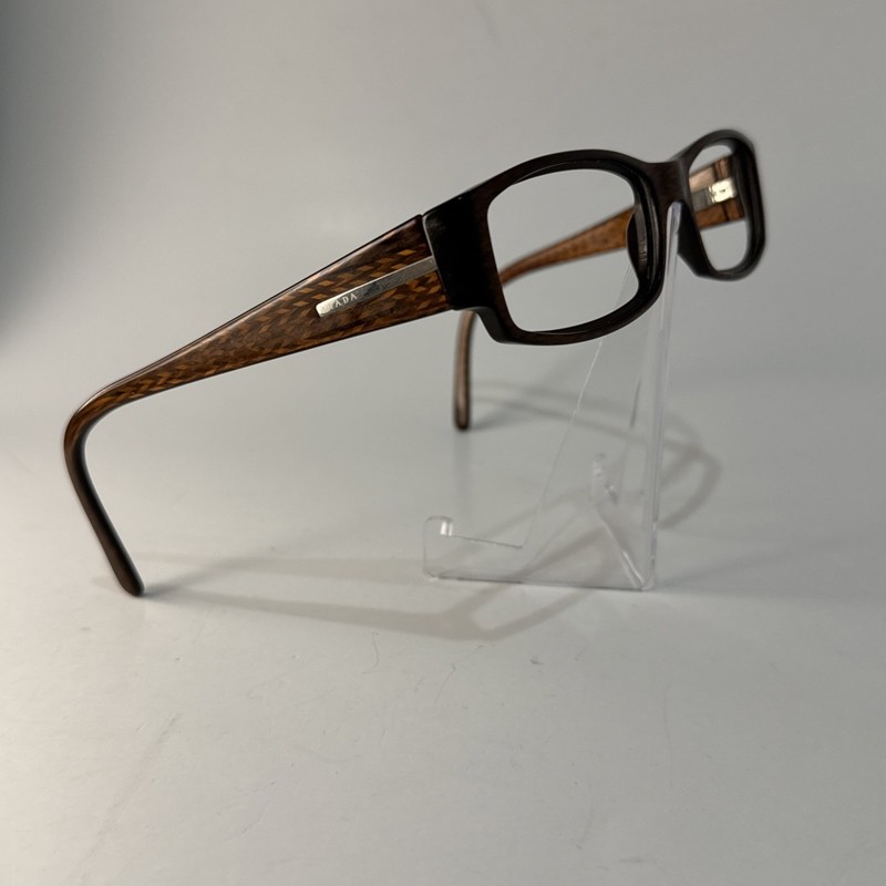 Prada VPR 03H 53016 7BP-101 Honey Brown Chevron Rectangular Eyeglass Frame Only