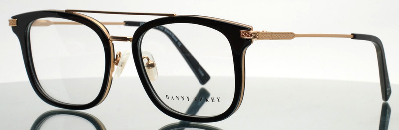 DANNY GOKEY DG126 Black Gold Mens Aviator Full Rim Eyeglasses 50-19-140 B:41