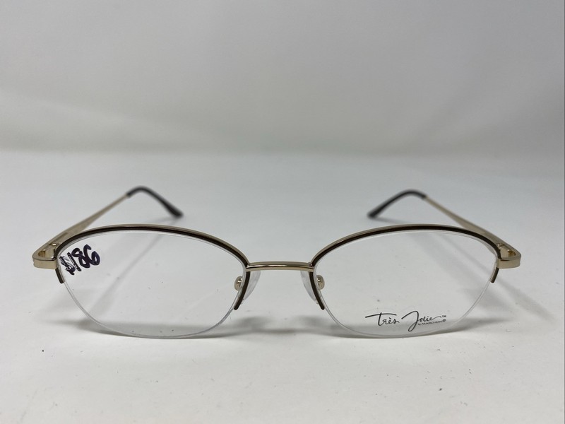 Tres Jolie 118 204 49-17-130 Brown/Yellow Gold Half Rim Eyeglasses Frame 175Y