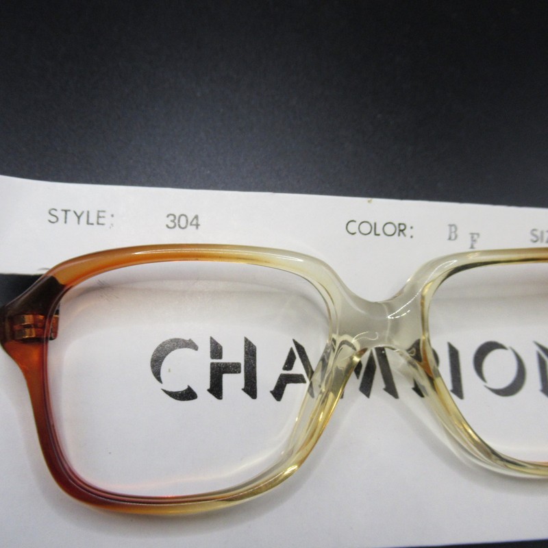 Vintage CHAMPION 304 Eyeglass Frames NOS 46-18 Brown Ombre Plastic Full Rim gallery