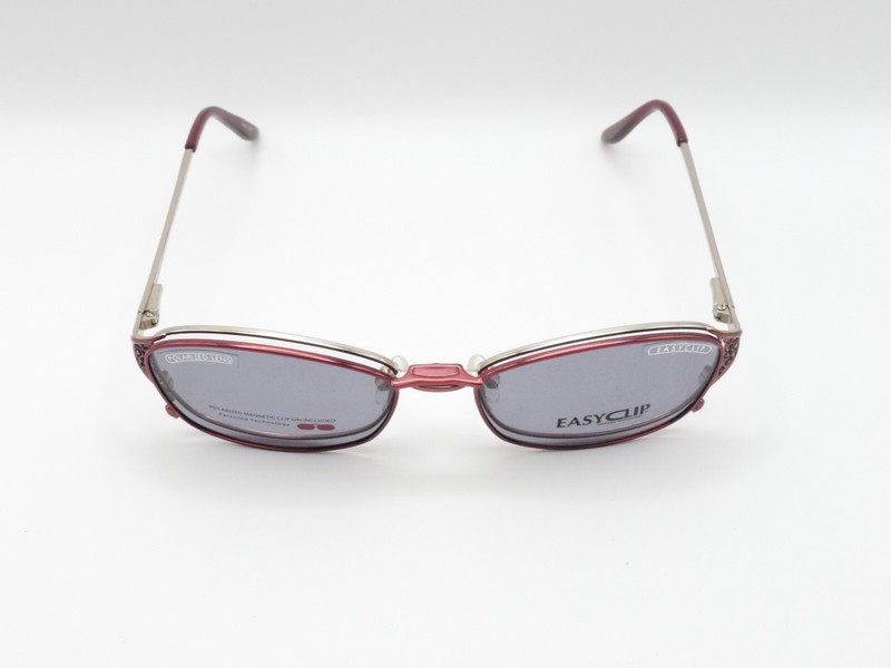 EASYCLIP EC174 EYEGLASS FRAMES W/MAGNETIC CLIP ON SUNGLASSES RED 51-16-135 NEW