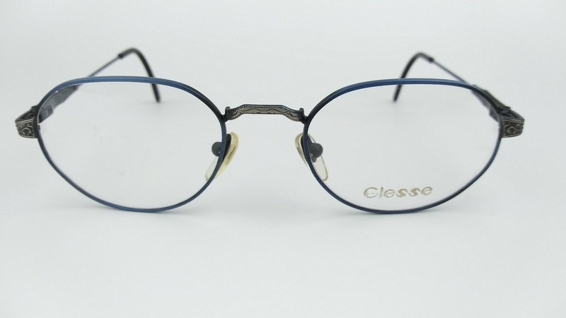 Glesse Eyeglasses Frame Italy 49 20 135mm Vintage Antique Blue Full Rim Oval