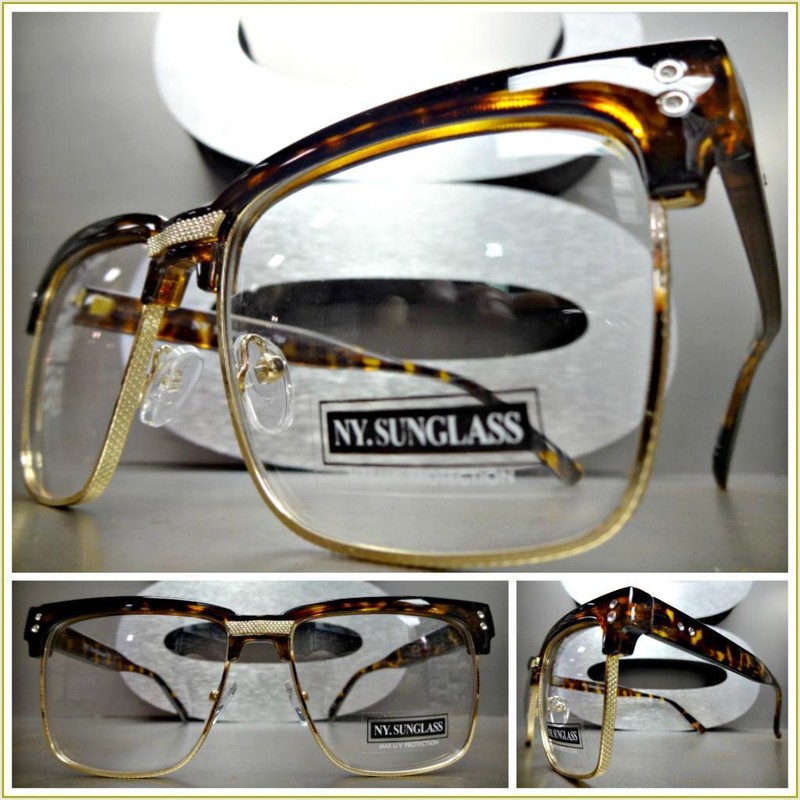 Men Women VINTAGE RETRO Style Clear Lens EYE GLASSES Tortoise Gold Fashion Frame
