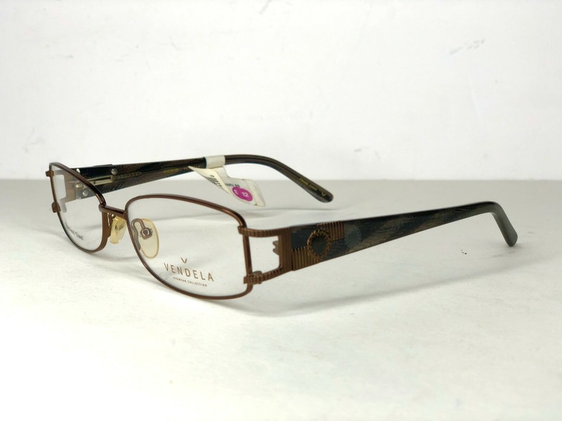 BOGO~ Vendela Eyewear Eyeglasses FRAMES V1010 med Brown 53-18-135 rx stainless gallery