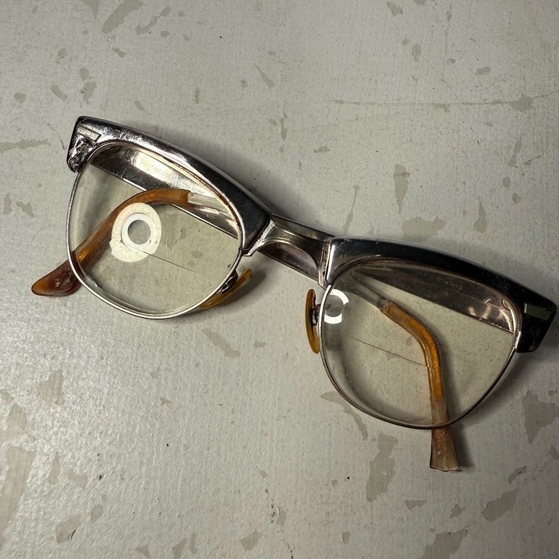 VTG Shuron Eyeglass Frames Mid Century Modern Cat Eye 4.5 – 5.75 Aluminum Retro