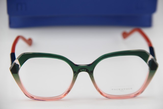 NEW FACE A FACE WITTY 2 COL 1946 GREEN PINK FADE AUTHENTIC EYEGLASSES 53-17 gallery