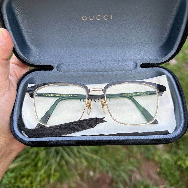 Gucci Eyeglasses Frames Only, GG0130OZ 001, 53-18-145, Black, Made in Japan