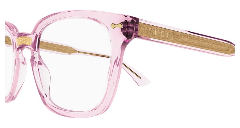 Gucci GG0184O 013 Eyeglasses Unisex Pink Transparent Square Demo New gallery