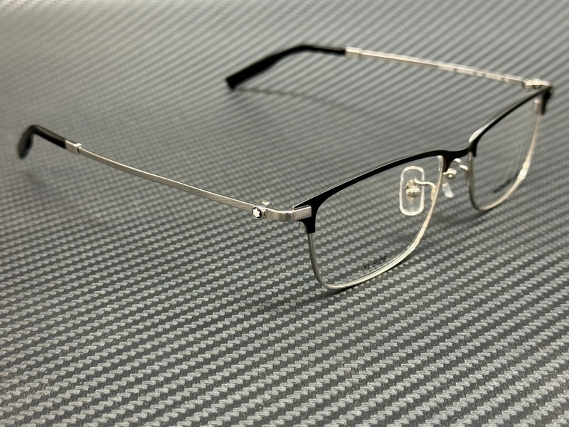MONT BLANC MB0374OA 001 Silver Black Titanium Men's Extra Large 54 mm Eyeglasses gallery