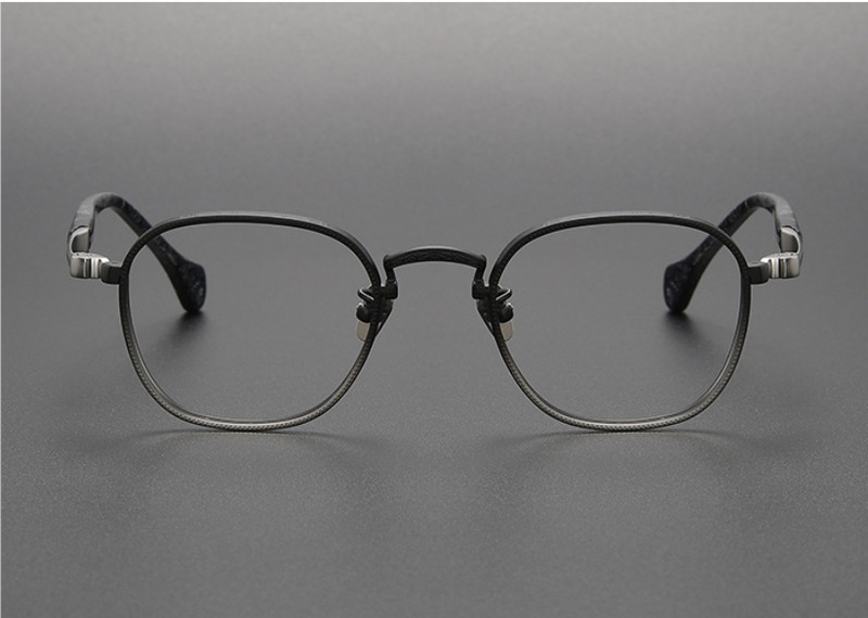 Retro Acetate Pure Titanium Deluxe Full Rim Eyeglass Bold Temple Frame Men Women gallery