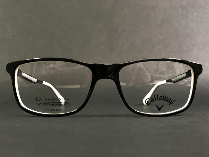 Callaway Eyeglasses Frames Greywolf BLK Black White Rectangle Full Rim 58-17-150