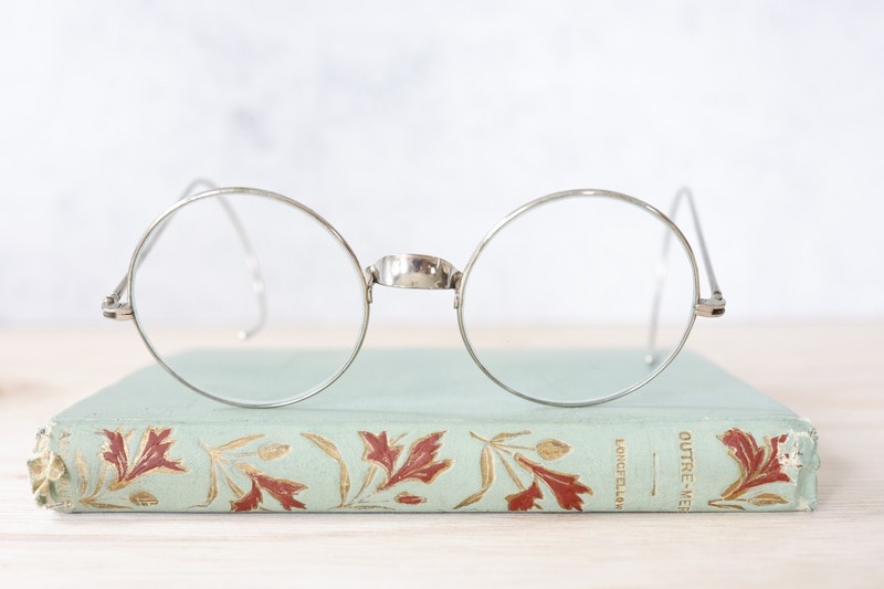 Vintage Willson large round eyeglass used cable temples rare steampunk 70s