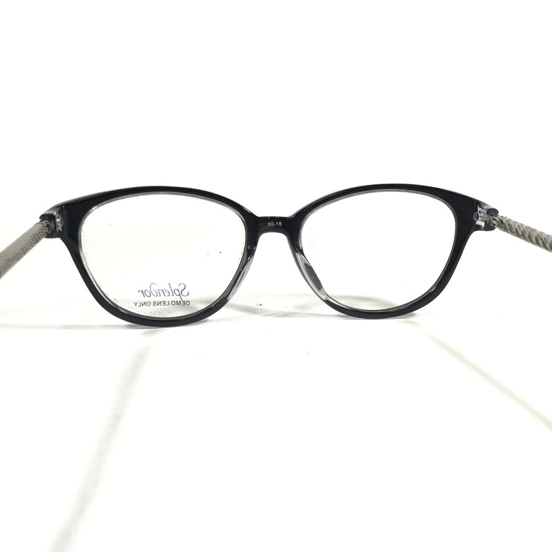 Splendor SP 6003 BK Eyeglasses Frames Black Silver Round Full Rim 50-16-135 gallery