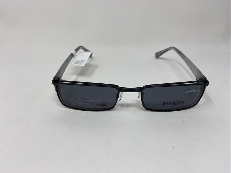 EASYCLIP EC 170 54/19/140 BLACK/CRYSTAL W/ POLARIZED SUN CLIP EYEGLASSES &P48