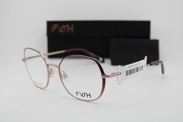 NEW FYSH 3732 S207 PURPLE ROSE GOLD GUNMETAL AUTHENTIC EYEGLASSES 52-19