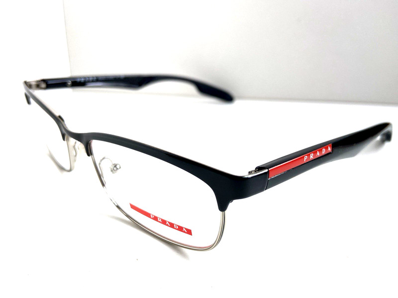 PRADA Sport VPS 54D GAQ-1O1 53mm Black Semi-Rimless Men's Eyeglasses Frame Italy gallery
