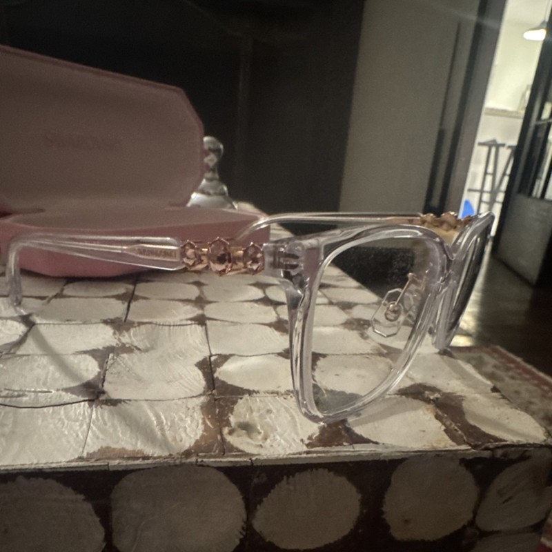 Swarovski Clear Full Rim Plastic Eyeglasses Solid Designer with Pink Case