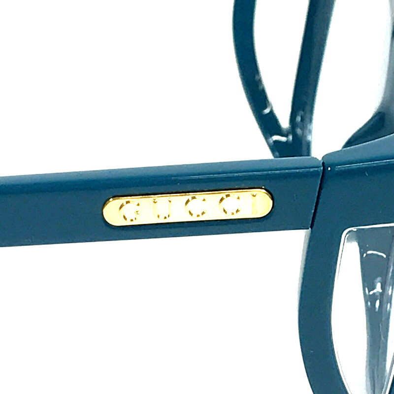 Gucci Eyeglasses Frames GG0470O 003 Shiny Blue Square Full Rim 56-17-140 gallery