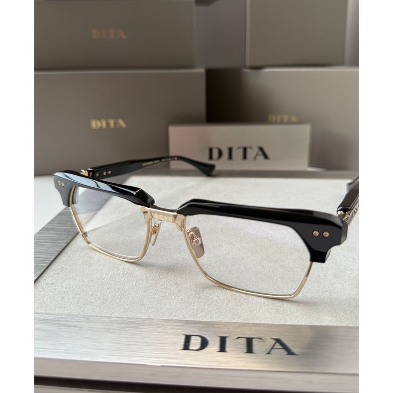 DITA STATESMAN SEVEN DTX 443-A-01 Black White Gold Clear Eyeglasses AUTHENTIC