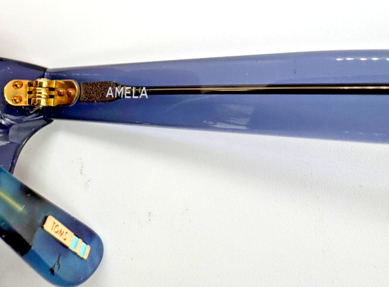 Toms Amela eyeglasses translucent slate blue with artistic temple tips 51mm eye gallery