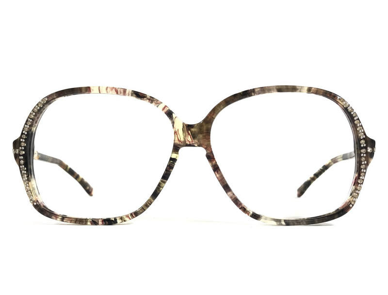 Vintage Eyeglasses Frames Calypso LM Marbled Bur Oversized Rhinestones 55-13-135