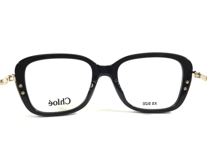 Chloe Eyeglasses Frames CH0174O 001 Polished Black Gold Square 48-17-135 gallery