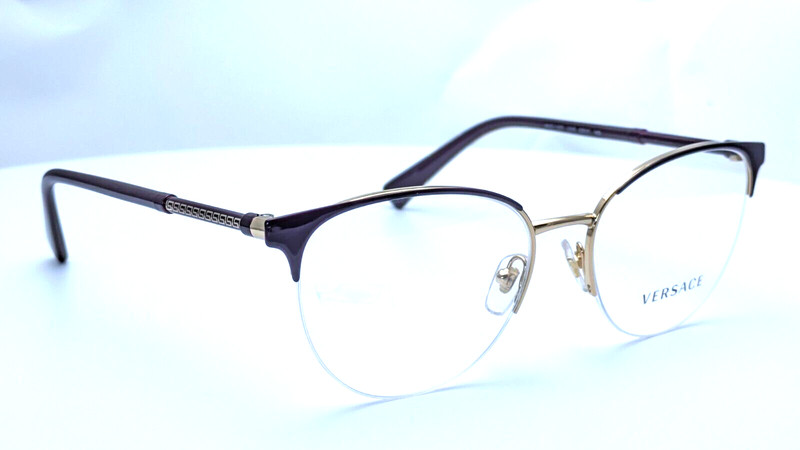 Versace MOD. 1247 1418 Violet Gold Round Half Rim Womens Eyeglasses 52mm