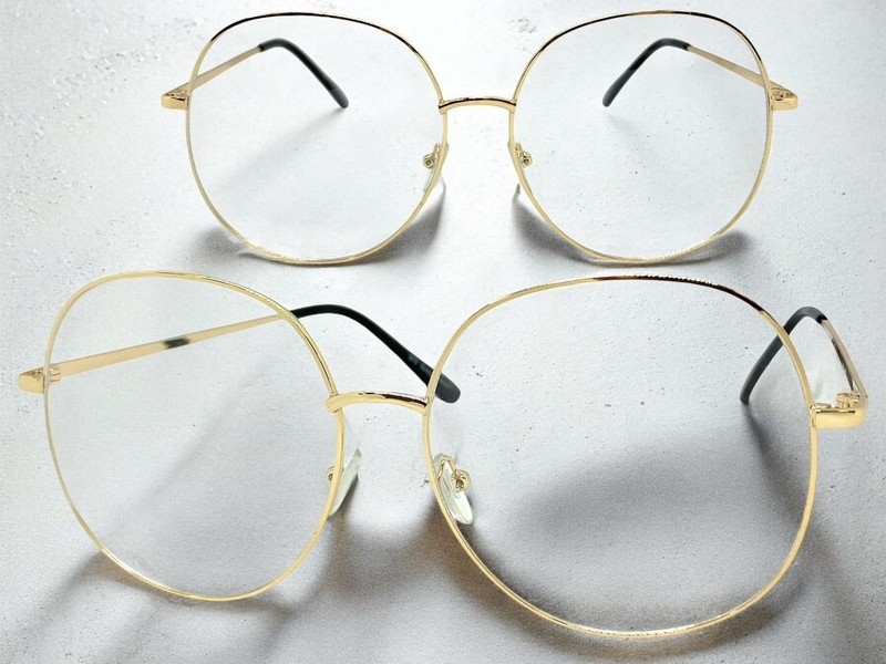 Oversized Exaggerated Vintage Retro Style Clear Lens EYE GLASSES Big Gold Frame