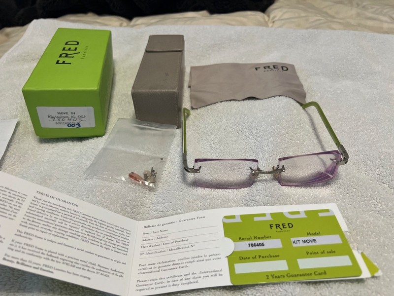 FRED Lunettes Rimless Eyeglasses Move F4 Fassion Pre-Owned Hand Made in France