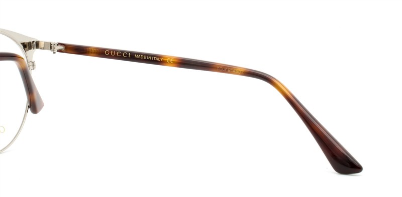 Gucci Eyeglasses GG0298OK 003 Glasses Shiny Silver Brown Havana 52mm No Case gallery