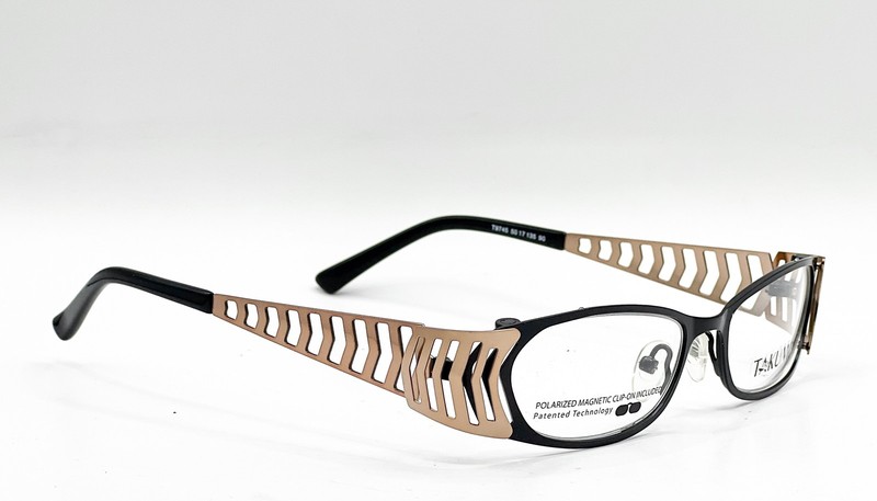 NEW TAKUMI T9745 90 BLACK/CARAMEL AUTHENTIC EYEGLASSES W/ CLIP 50-17 gallery