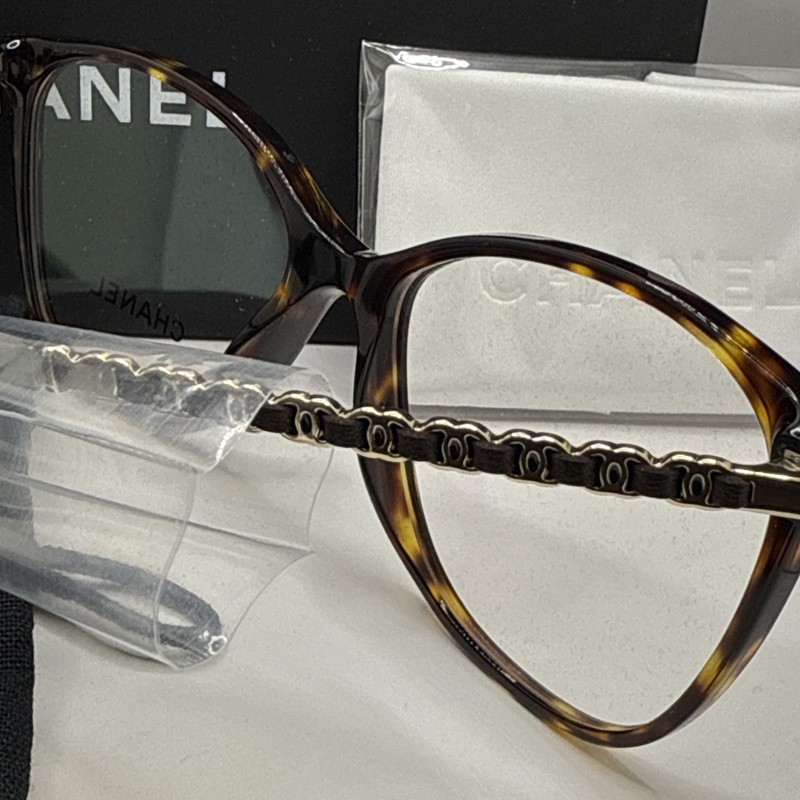 Chanel Eyeglasses 3408Q C714 Dark Havana Leather Demo Lens C714 S:54 T: 140 5759 gallery