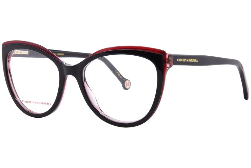 Carolina Herrera HER-0207 3H2 Eyeglasses Womens Black/Pink Full Rim Cat Eye 53mm
