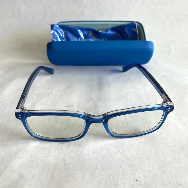Muse Corvallis Blue/Clear Rectangle 35-002011 Eyeglasses Frames w Case 50-17-140