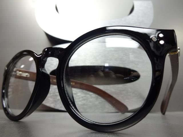 Men's CLASSIC VINTAGE RETRO Style Clear Lens EYE GLASSES Real Wood Wooden Frame gallery