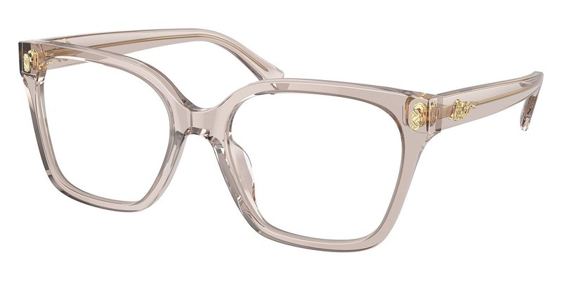 New Ralph Women Square Eyeglasses RA7158U 6117 Shiny Transparent Beige 55mm