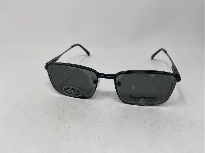 REVOLUTION EYEWEAR JOSIAH BLACK BLUE 53-18-140 W/ POLARIZED CLIP FLEX HINGE SH34
